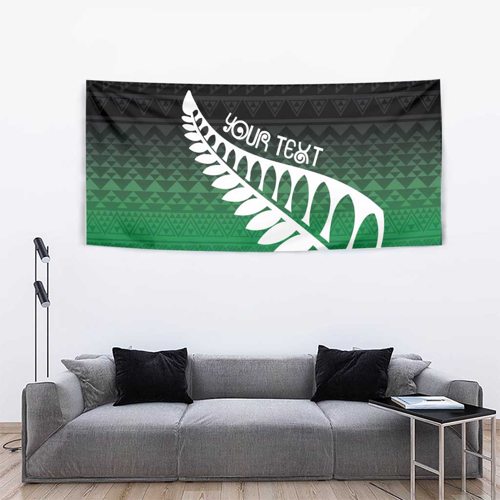 Green Silver Fern Spirit Taniko Tukutuku Personalised Tapestry