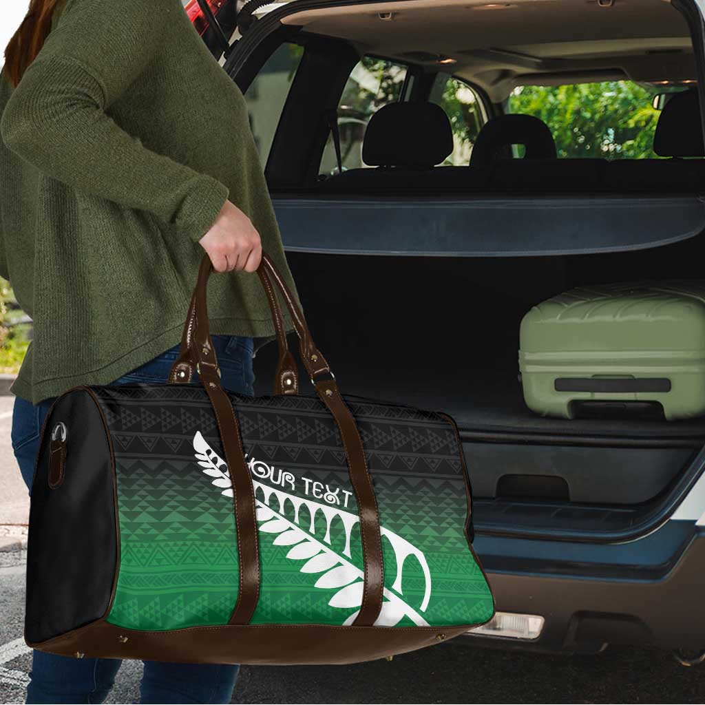 Green Silver Fern Spirit Taniko Tukutuku Personalised Travel Bag - Polynesian Pride