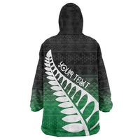 Green Silver Fern Spirit Taniko Tukutuku Personalised Wearable Blanket Hoodie