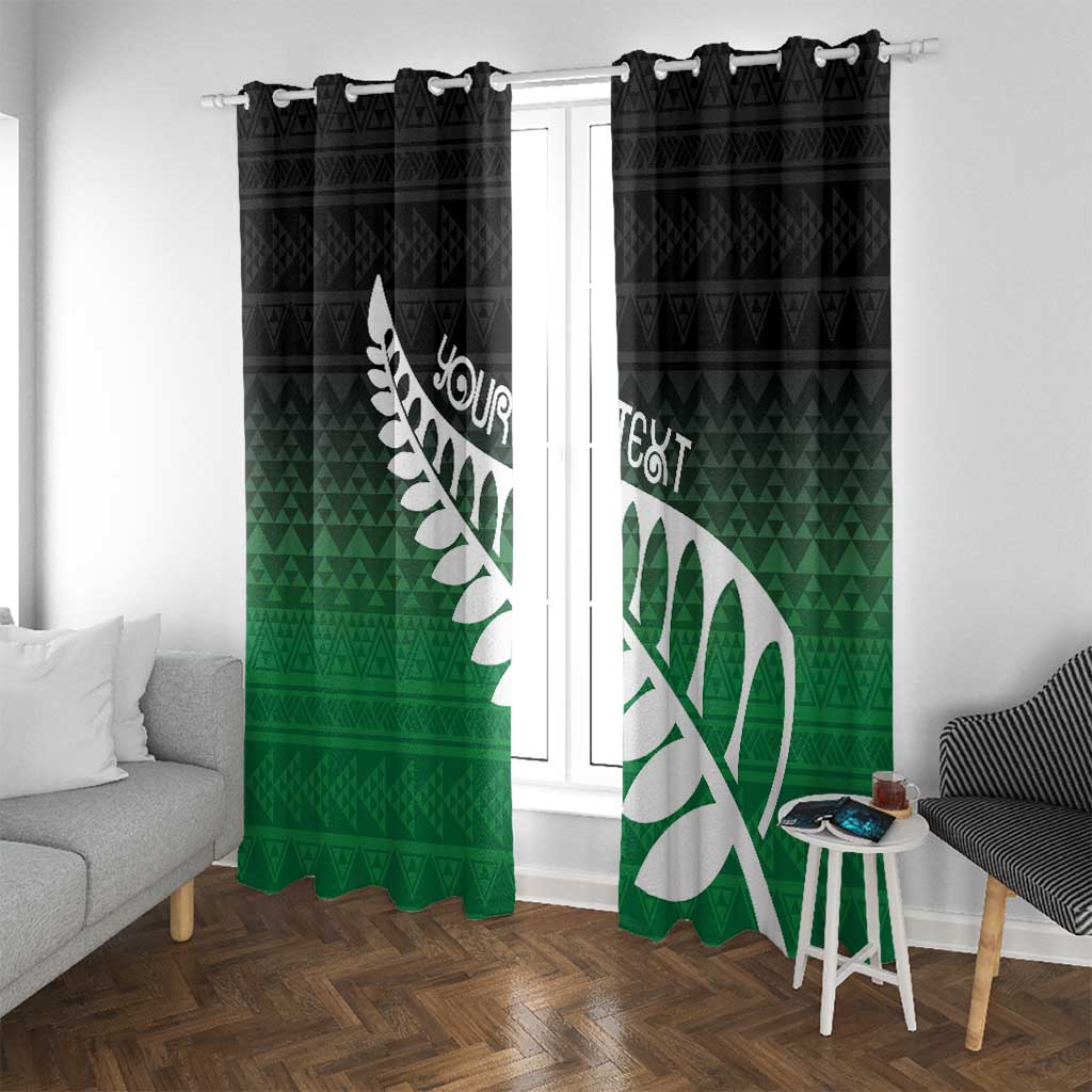 Green Silver Fern Spirit Taniko Tukutuku Personalised Window Curtain