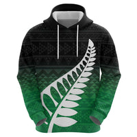 Green Silver Fern Spirit Taniko Tukutuku Personalised Zip Hoodie