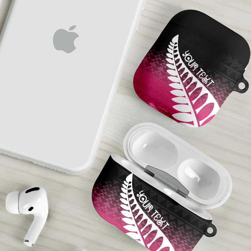 Pink Silver Fern Spirit Taniko Tukutuku Personalised AirPods Case - Polynesian Pride