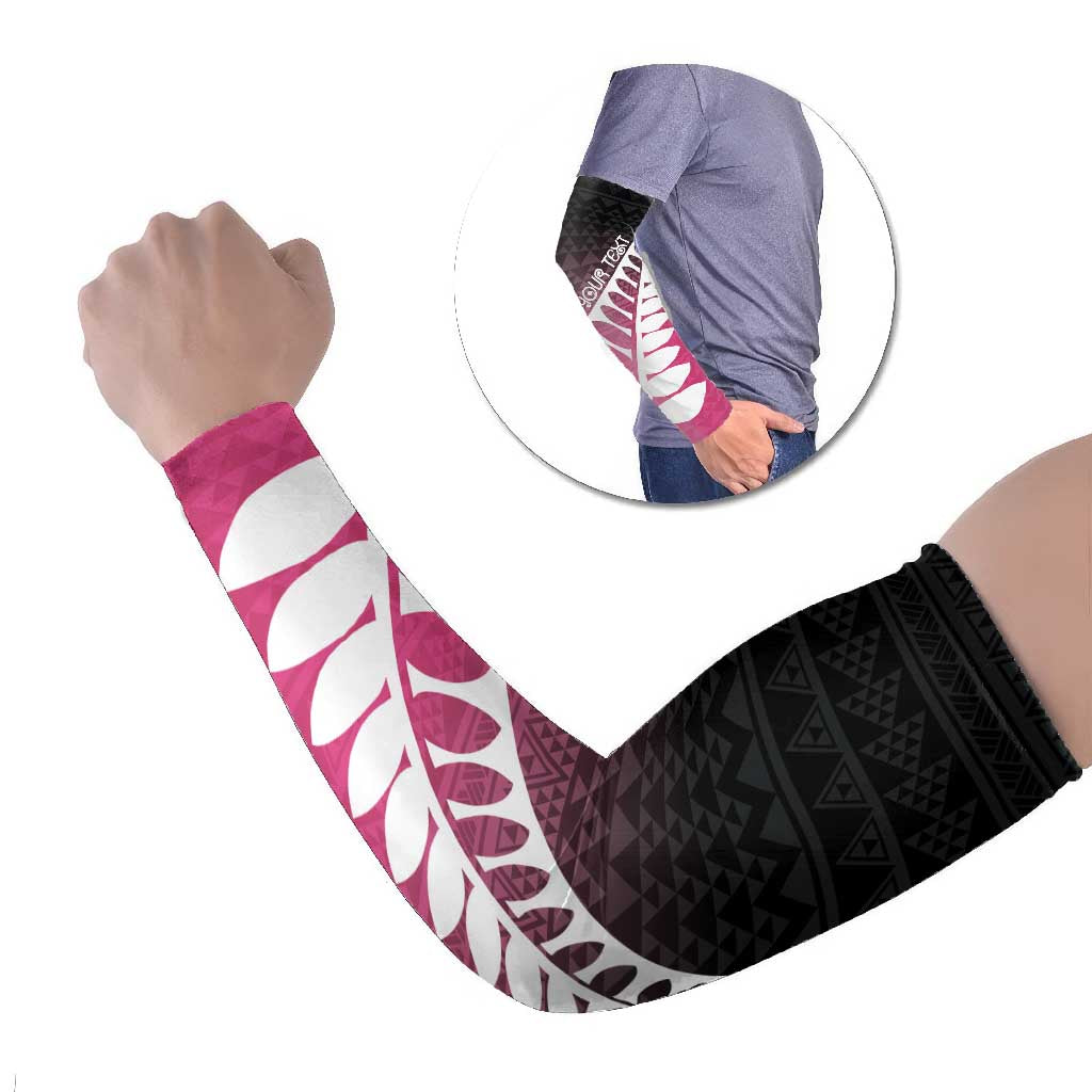 Pink Silver Fern Spirit Taniko Tukutuku Personalised Arm Sleeves - Polynesian Pride