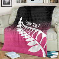 Pink Silver Fern Spirit Taniko Tukutuku Personalised Blanket
