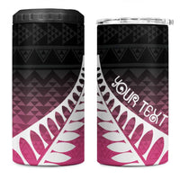 Pink Silver Fern Spirit Taniko Tukutuku Personalised 4 in 1 Can Cooler Tumbler LT9 One Size: 16 oz Pink - Polynesian Pride