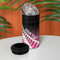 Pink Silver Fern Spirit Taniko Tukutuku Personalised 4 in 1 Can Cooler Tumbler LT9 - Polynesian Pride