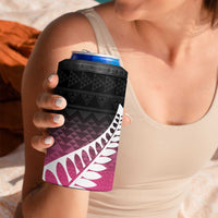 Pink Silver Fern Spirit Taniko Tukutuku Personalised 4 in 1 Can Cooler Tumbler LT9 - Polynesian Pride