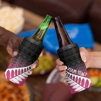 Pink Silver Fern Spirit Taniko Tukutuku Personalised 4 in 1 Can Cooler Tumbler LT9 - Polynesian Pride