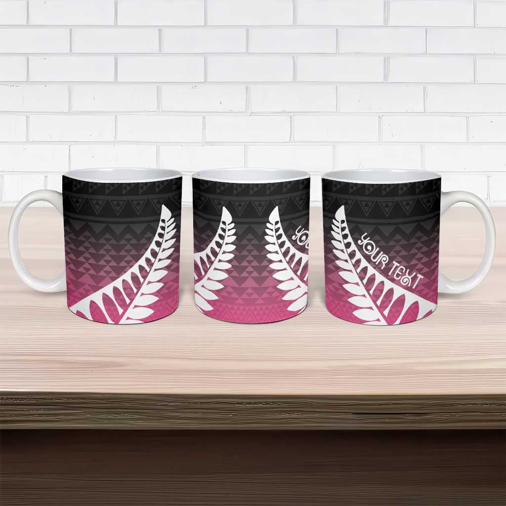 Pink Silver Fern Spirit Taniko Tukutuku Personalised Ceramic Mug - Polynesian Pride