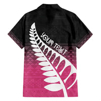 Pink Silver Fern Spirit Taniko Tukutuku Personalised Family Matching Long Sleeve Bodycon Dress and Hawaiian Shirt LT9 - Polynesian Pride