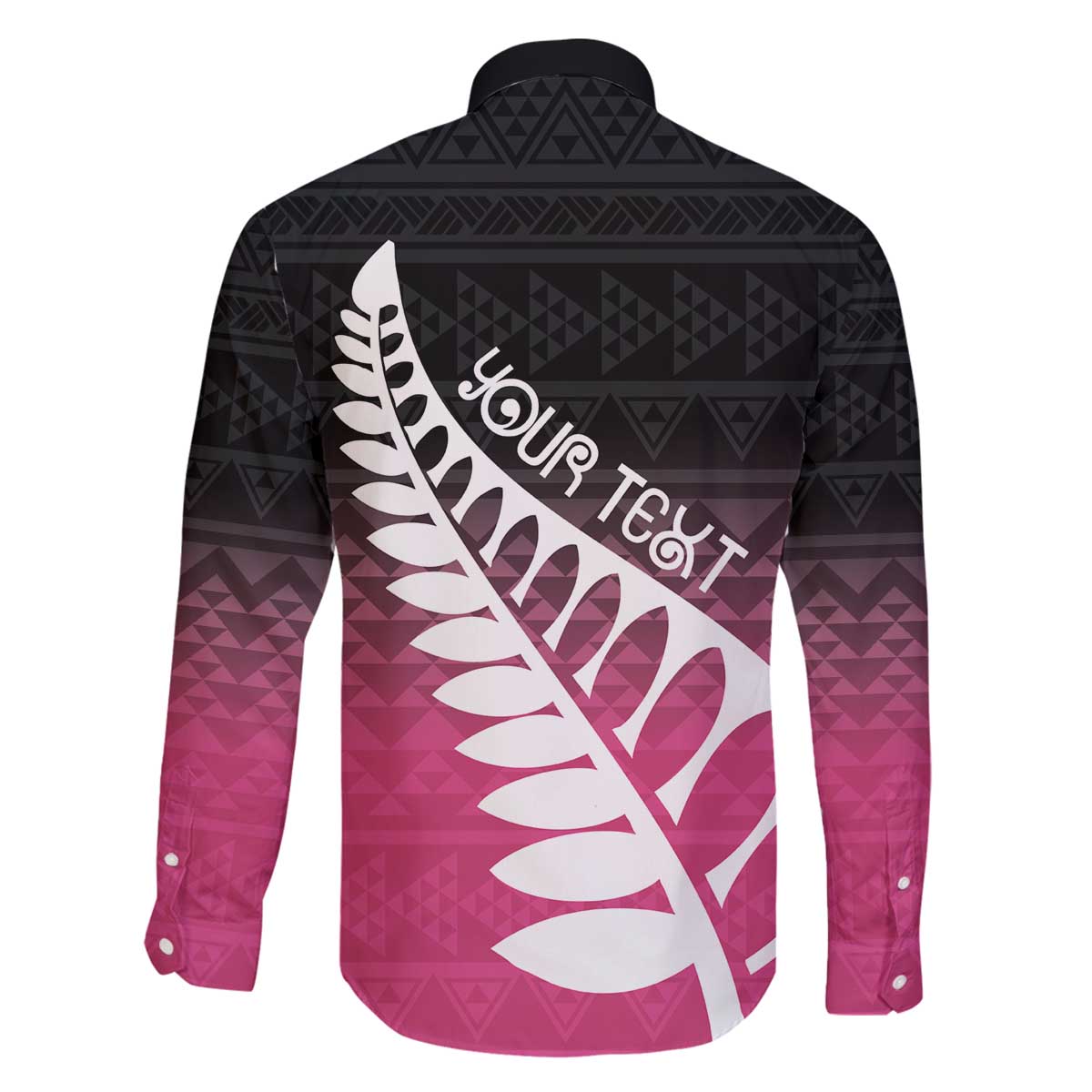 Pink Silver Fern Spirit Taniko Tukutuku Personalised Family Matching Off The Shoulder Long Sleeve Dress and Hawaiian Shirt