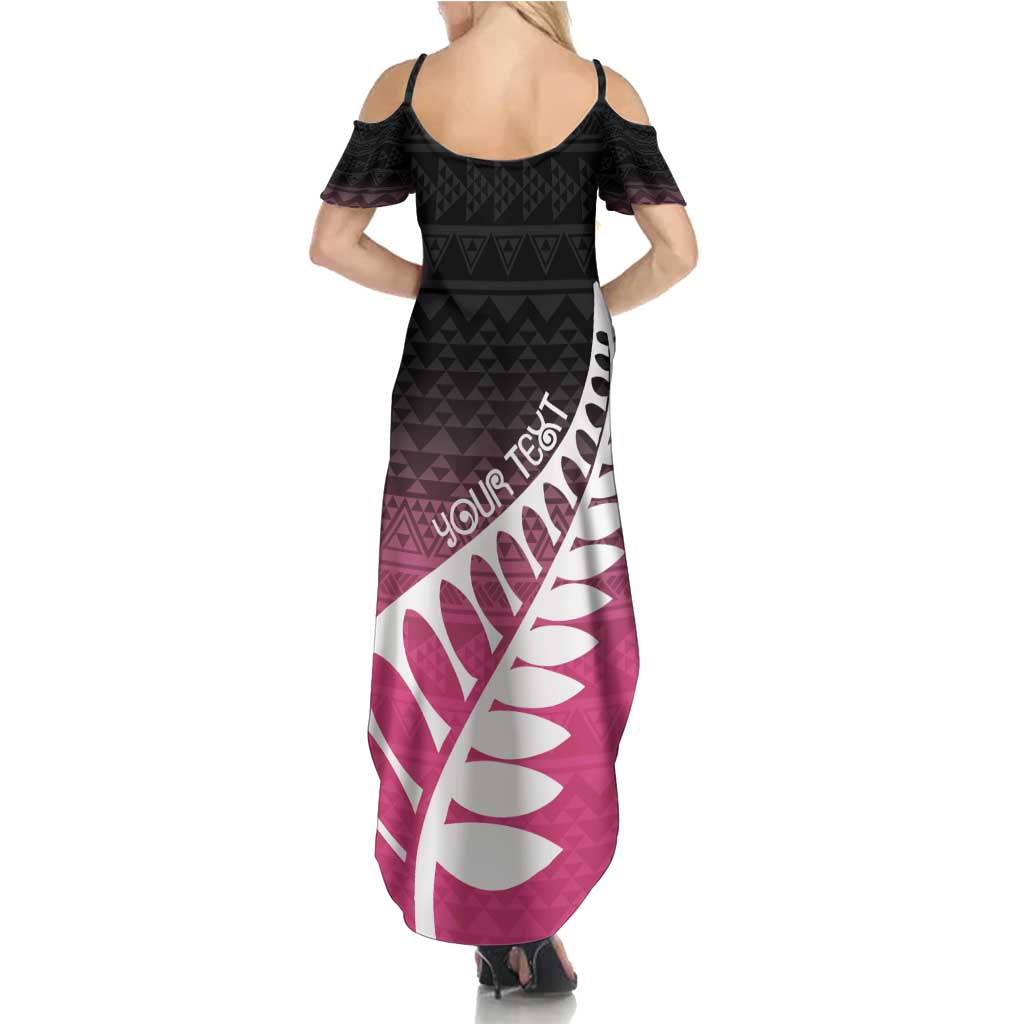 Pink Silver Fern Spirit Taniko Tukutuku Personalised Family Matching Summer Maxi Dress and Hawaiian Shirt LT9 - Polynesian Pride