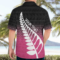 Pink Silver Fern Spirit Taniko Tukutuku Personalised Hawaiian Shirt