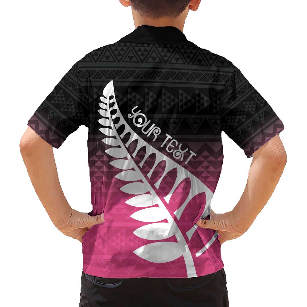 Pink Silver Fern Spirit Taniko Tukutuku Personalised Hawaiian Shirt