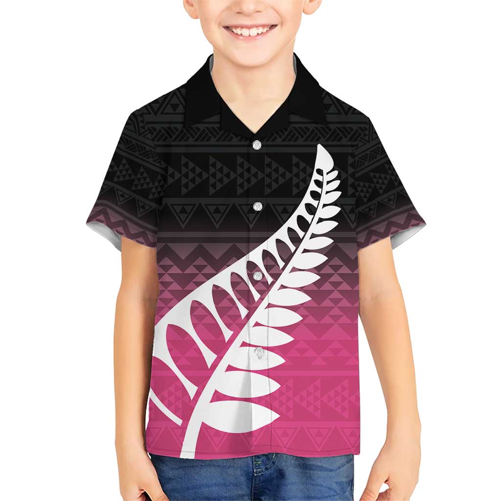 Pink Silver Fern Spirit Taniko Tukutuku Personalised Kid Hawaiian Shirt LT9 Kid Pink - Polynesian Pride