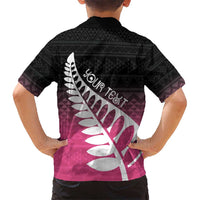 Pink Silver Fern Spirit Taniko Tukutuku Personalised Kid Hawaiian Shirt LT9 - Polynesian Pride
