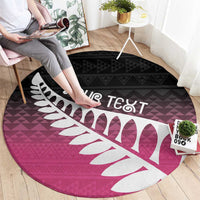 Pink Silver Fern Spirit Taniko Tukutuku Personalised Round Carpet