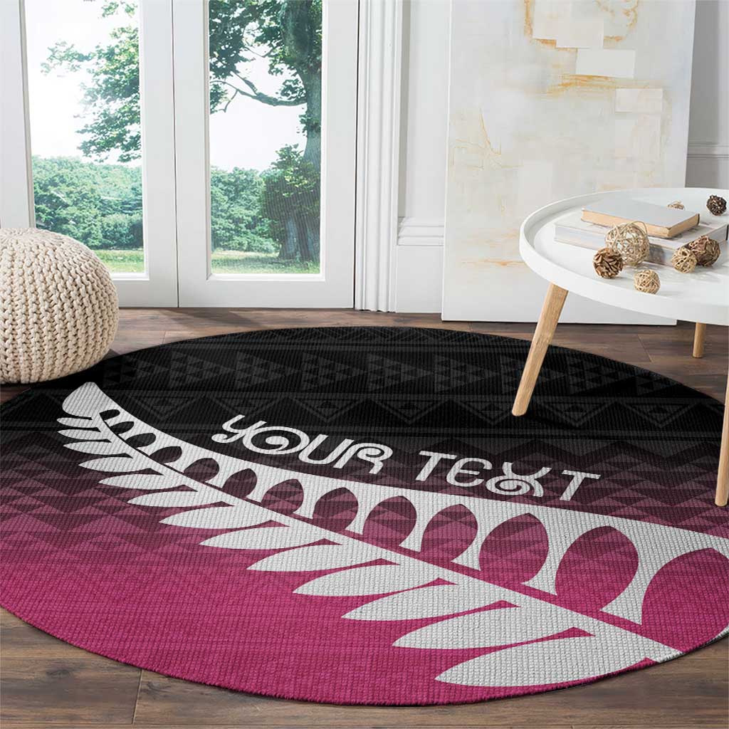 Pink Silver Fern Spirit Taniko Tukutuku Personalised Round Carpet