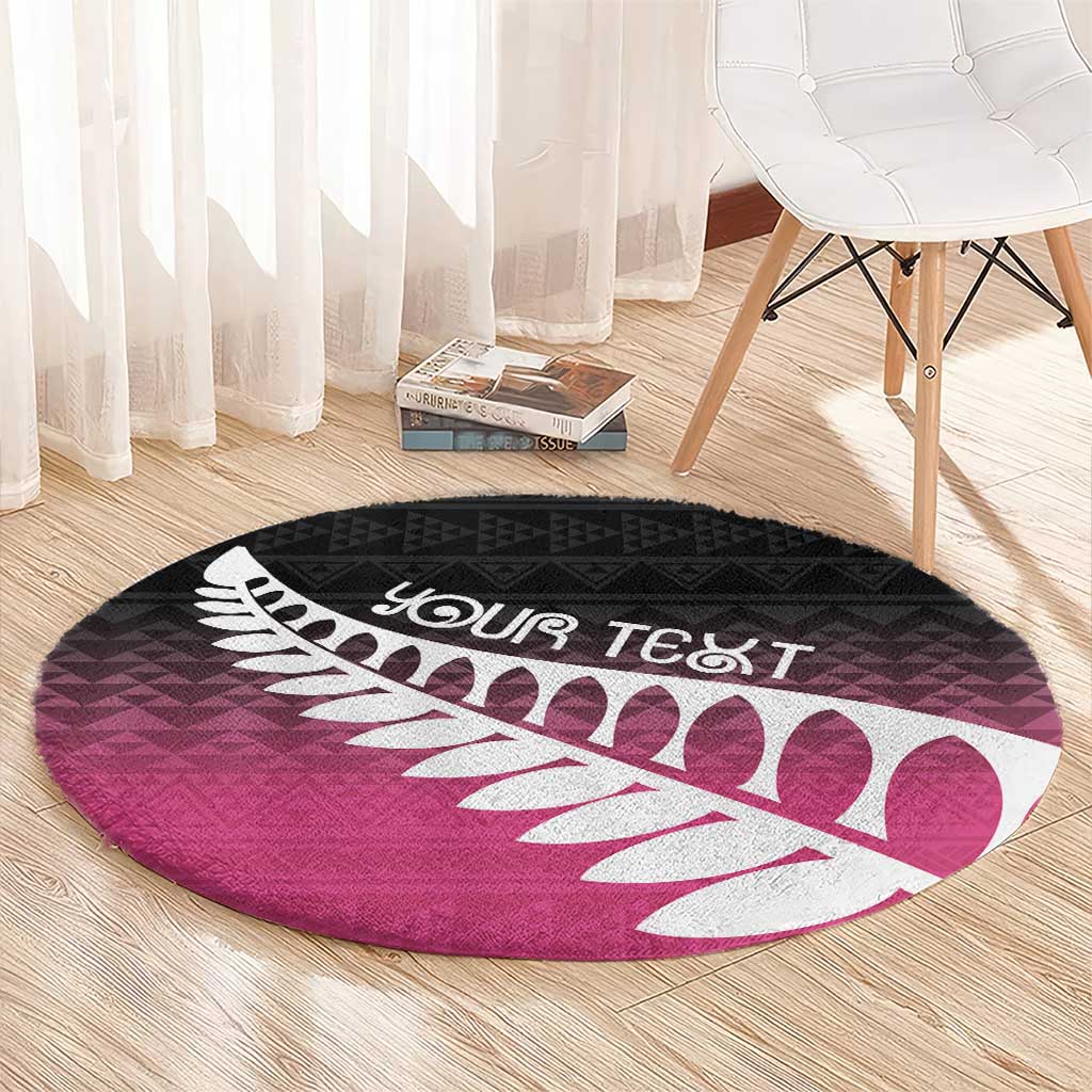 Pink Silver Fern Spirit Taniko Tukutuku Personalised Round Carpet