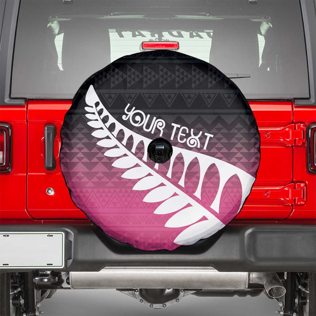 Pink Silver Fern Spirit Taniko Tukutuku Personalised Spare Tire Cover