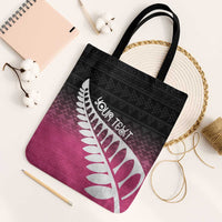 Pink Silver Fern Spirit Taniko Tukutuku Personalised Tote Bag - Polynesian Pride