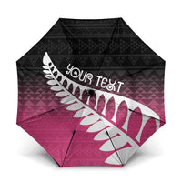 Pink Silver Fern Spirit Taniko Tukutuku Personalised Umbrella - Polynesian Pride