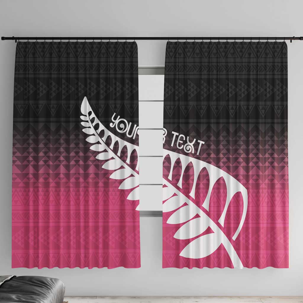 Pink Silver Fern Spirit Taniko Tukutuku Personalised Window Curtain