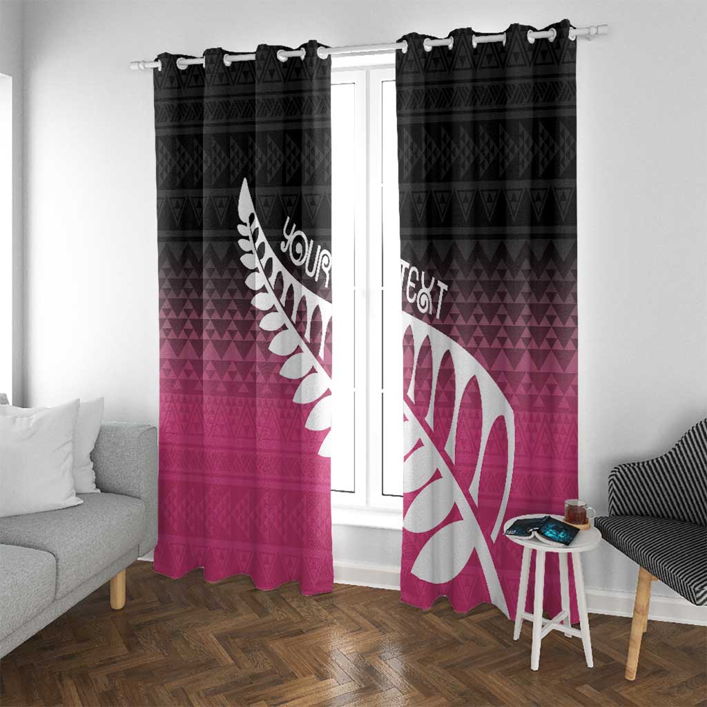 Pink Silver Fern Spirit Taniko Tukutuku Personalised Window Curtain