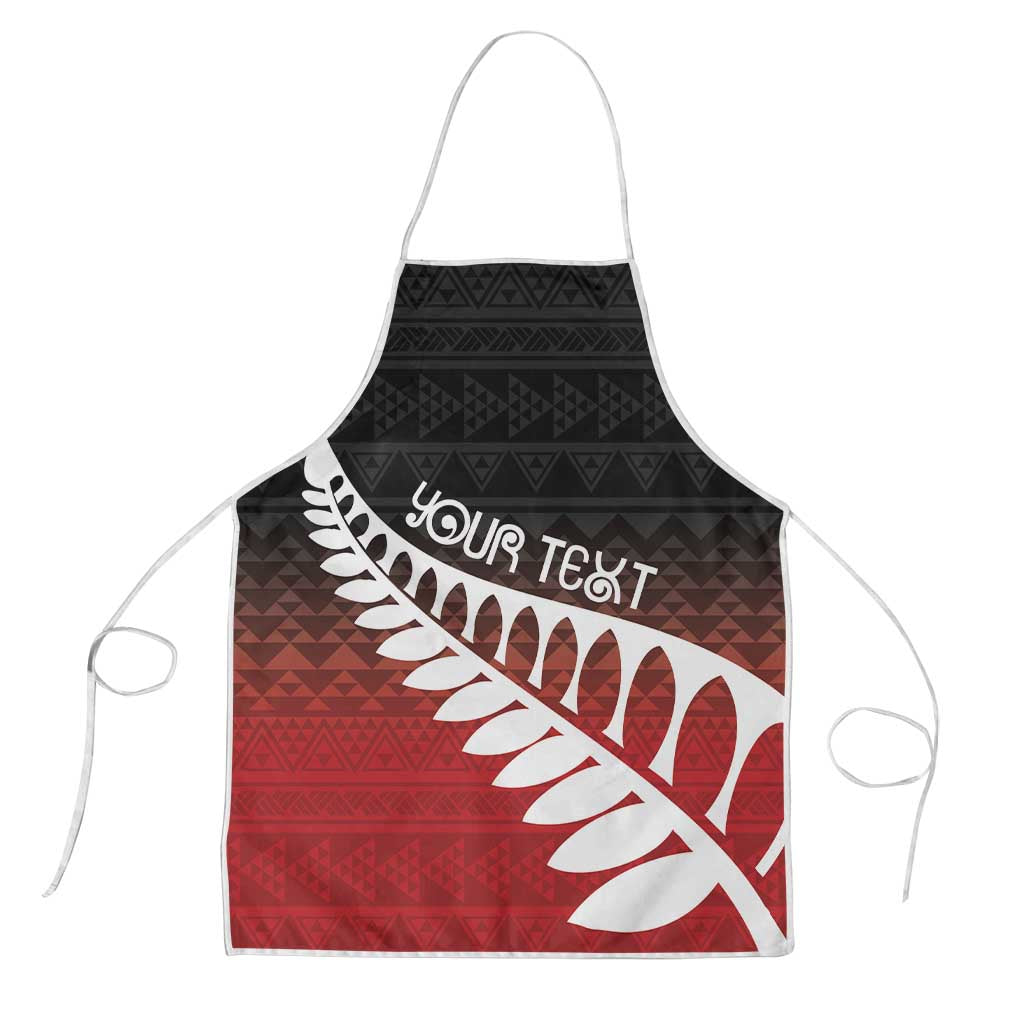 Red Silver Fern Spirit Taniko Tukutuku Personalised Apron - Polynesian Pride
