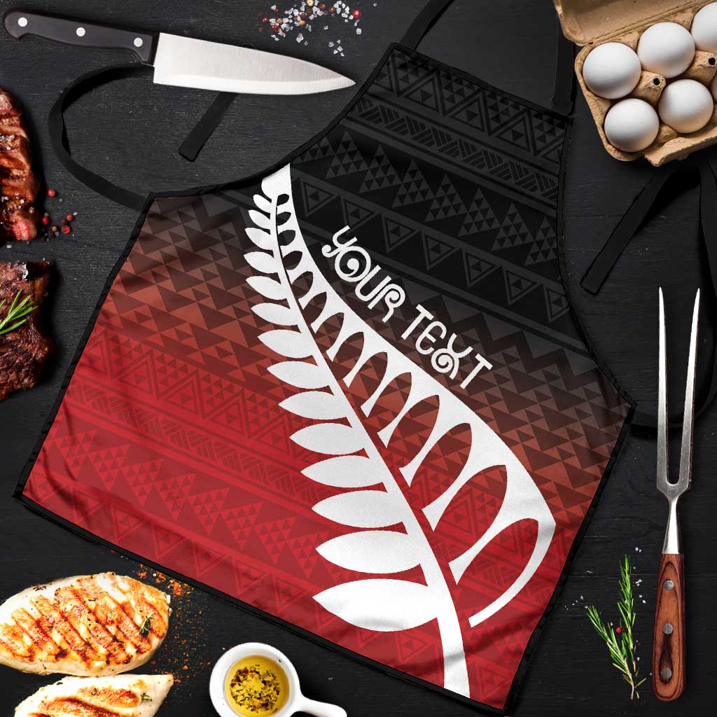 Red Silver Fern Spirit Taniko Tukutuku Personalised Apron - Polynesian Pride