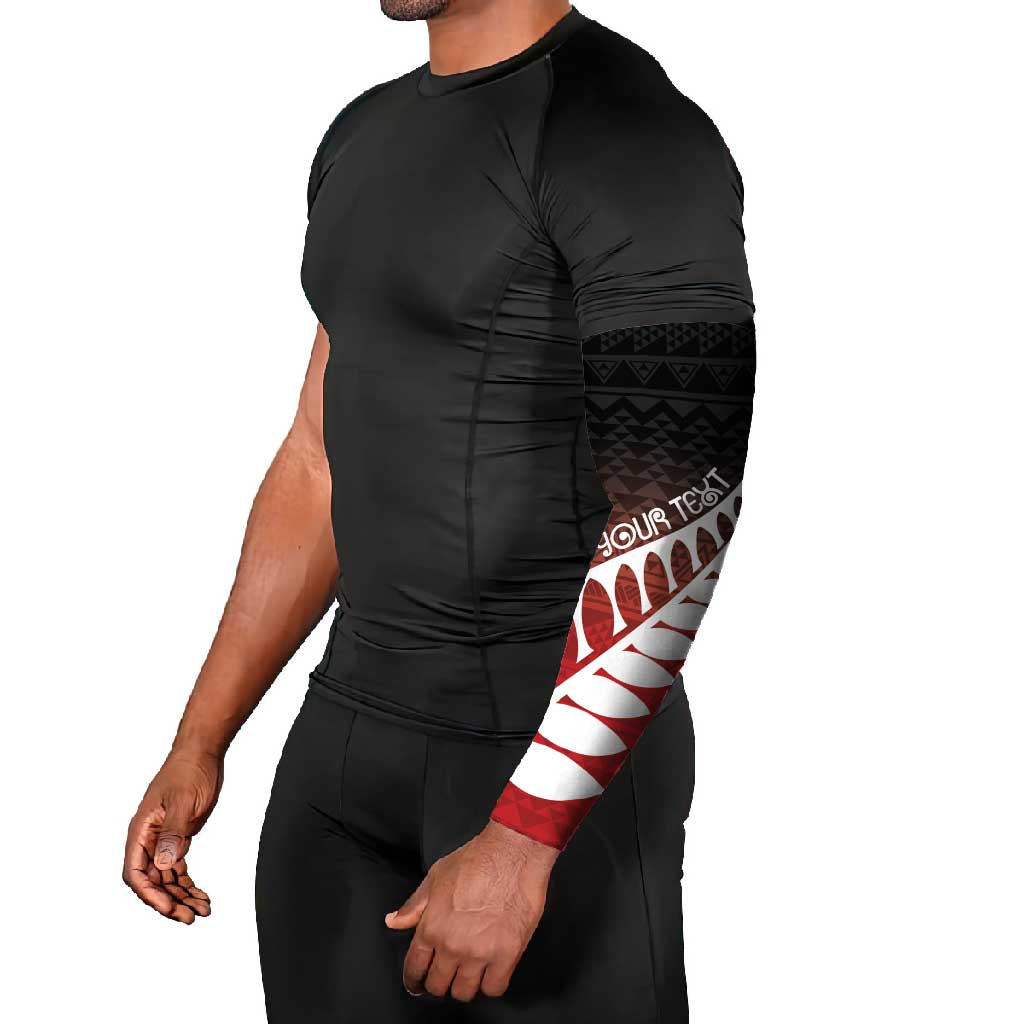 Red Silver Fern Spirit Taniko Tukutuku Personalised Arm Sleeves - Polynesian Pride