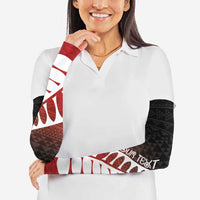 Red Silver Fern Spirit Taniko Tukutuku Personalised Arm Sleeves - Polynesian Pride