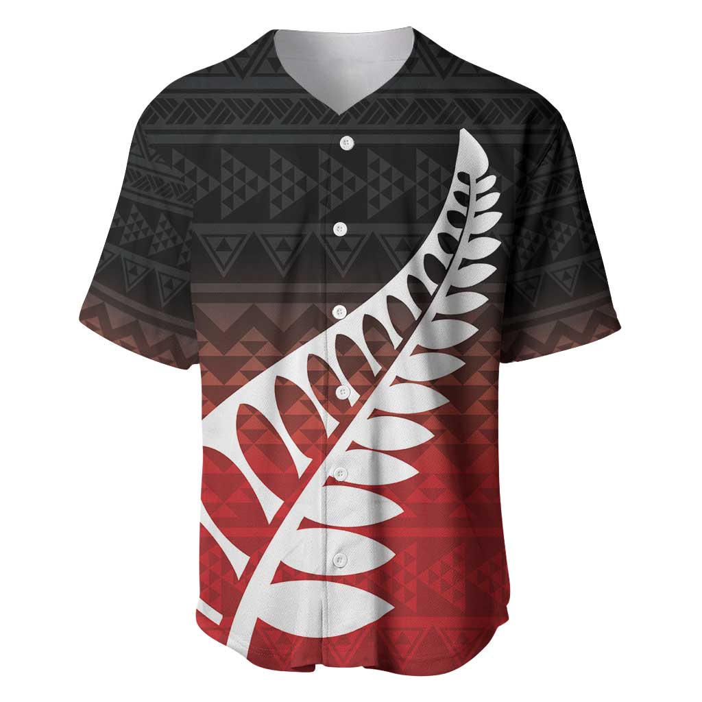 Red Silver Fern Spirit Taniko Tukutuku Personalised Baseball Jersey LT9 Red - Polynesian Pride