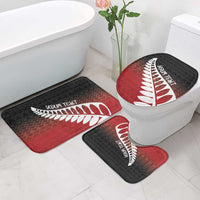 Red Silver Fern Spirit Taniko Tukutuku Personalised Bathroom Set - Polynesian Pride