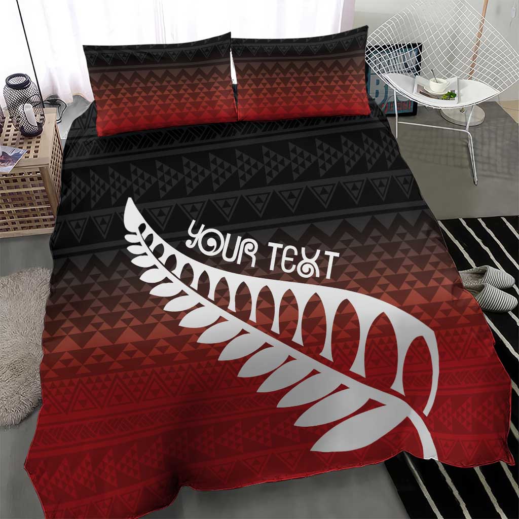 Red Silver Fern Spirit Taniko Tukutuku Personalised Bedding Set