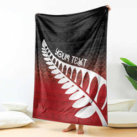 Red Silver Fern Spirit Taniko Tukutuku Personalised Blanket