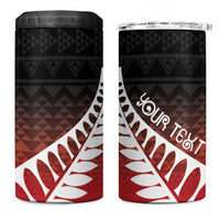 Red Silver Fern Spirit Taniko Tukutuku Personalised 4 in 1 Can Cooler Tumbler LT9 One Size: 16 oz Red - Polynesian Pride