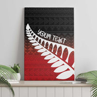 Red Silver Fern Spirit Taniko Tukutuku Personalised Canvas Wall Art