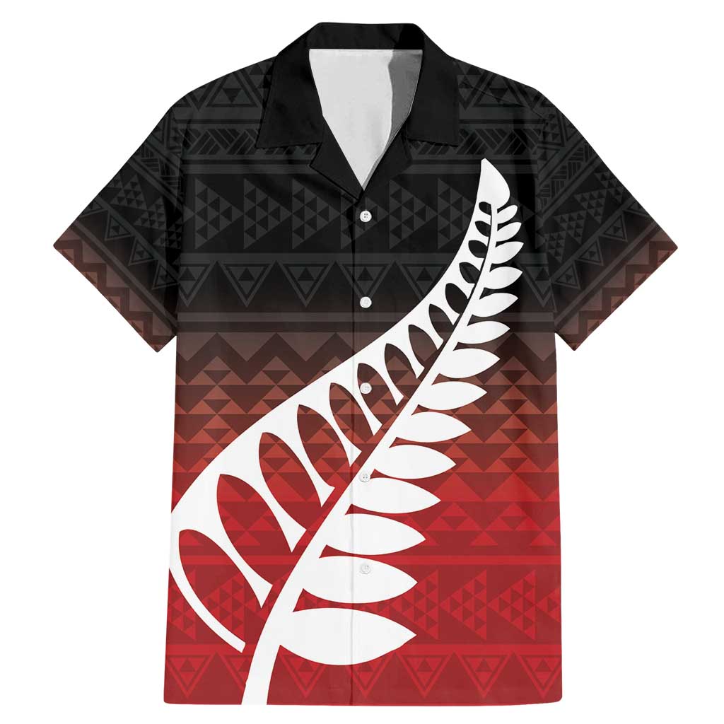 Red Silver Fern Spirit Taniko Tukutuku Personalised Family Matching Mermaid Dress and Hawaiian Shirt LT9 Dad's Shirt - Short Sleeve Red - Polynesian Pride