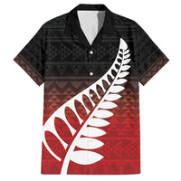 Red Silver Fern Spirit Taniko Tukutuku Personalised Family Matching Summer Maxi Dress and Hawaiian Shirt LT9 Dad's Shirt - Short Sleeve Red - Polynesian Pride