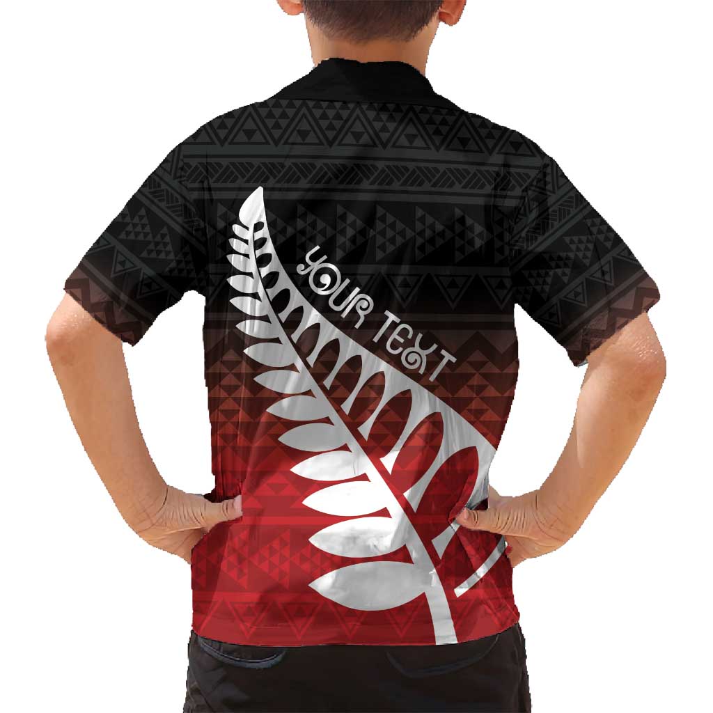 Red Silver Fern Spirit Taniko Tukutuku Personalised Family Matching Tank Maxi Dress and Hawaiian Shirt LT9 - Polynesian Pride