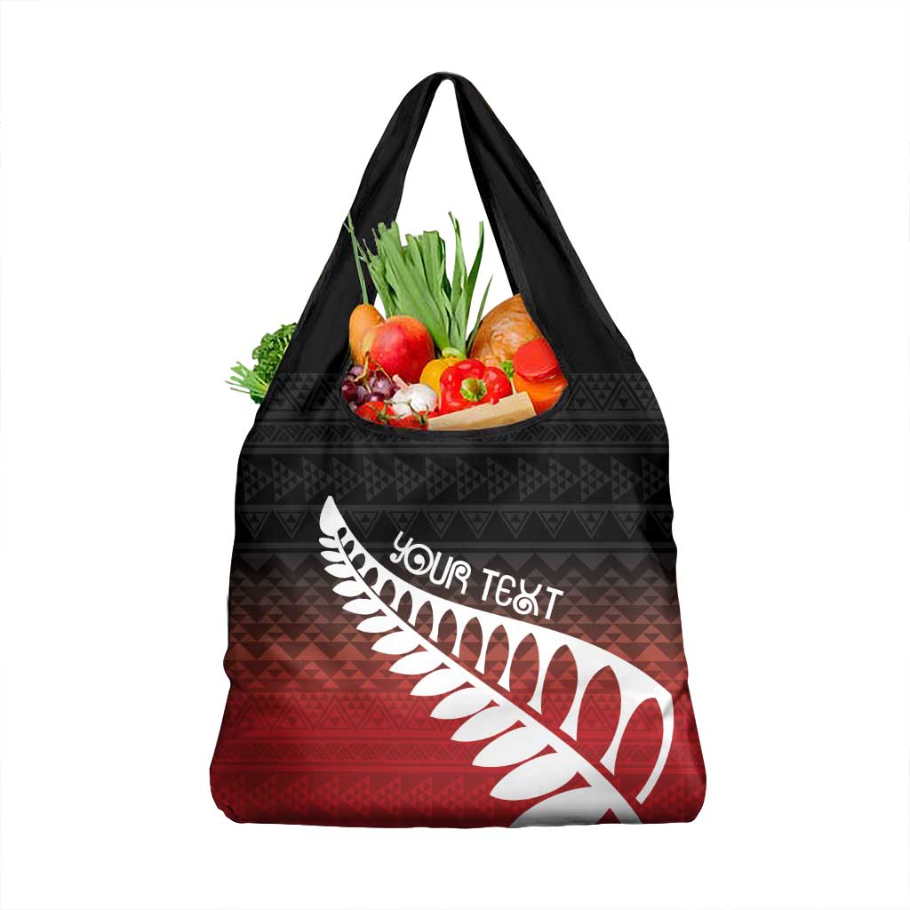 Red Silver Fern Spirit Taniko Tukutuku Personalised Grocery Bag LT9 1-pack One Size Red - Polynesian Pride