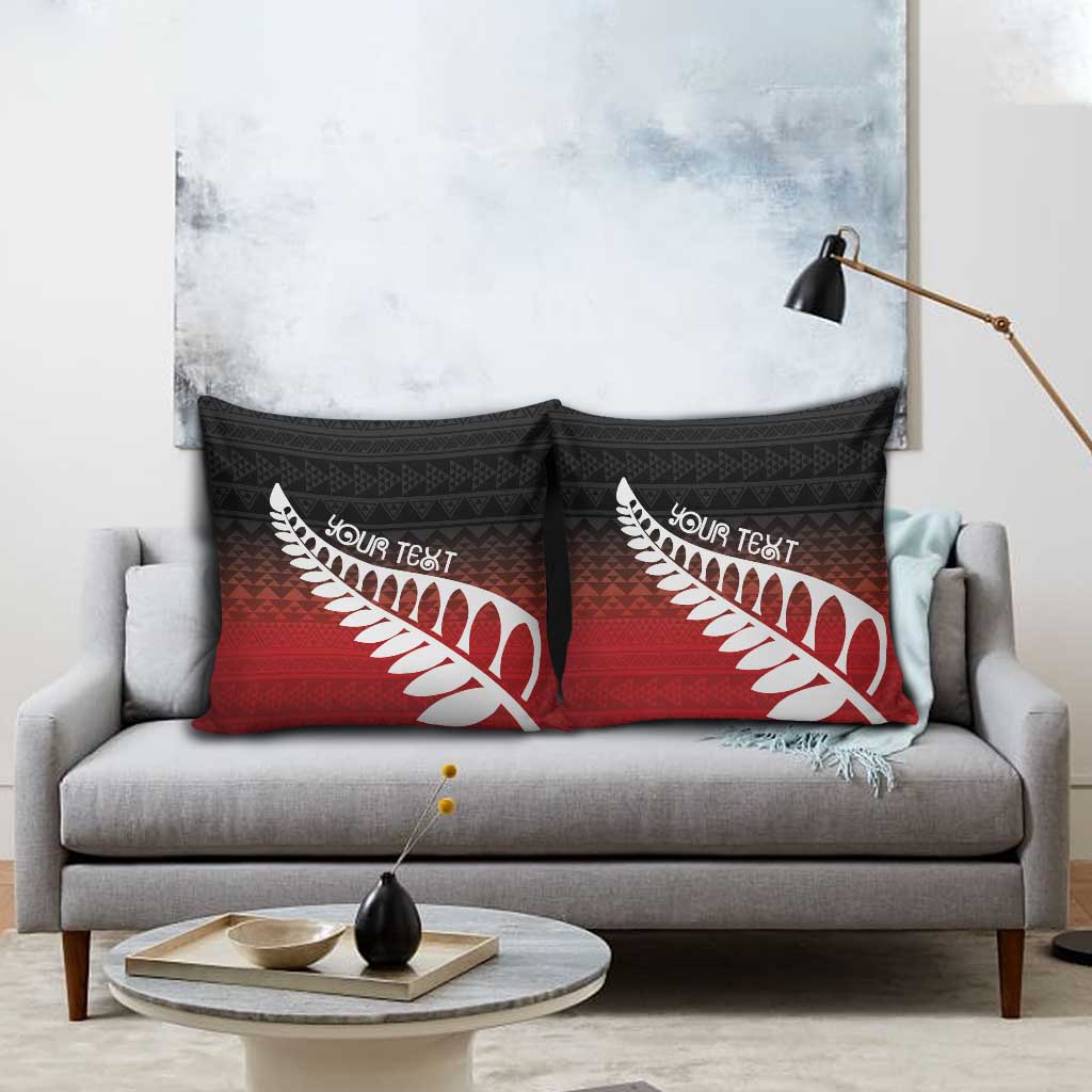 Red Silver Fern Spirit Taniko Tukutuku Personalised Pillow Cover LT9 - Polynesian Pride