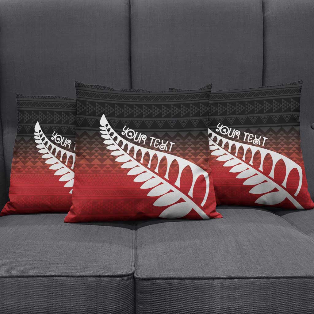 Red Silver Fern Spirit Taniko Tukutuku Personalised Pillow Cover LT9 - Polynesian Pride