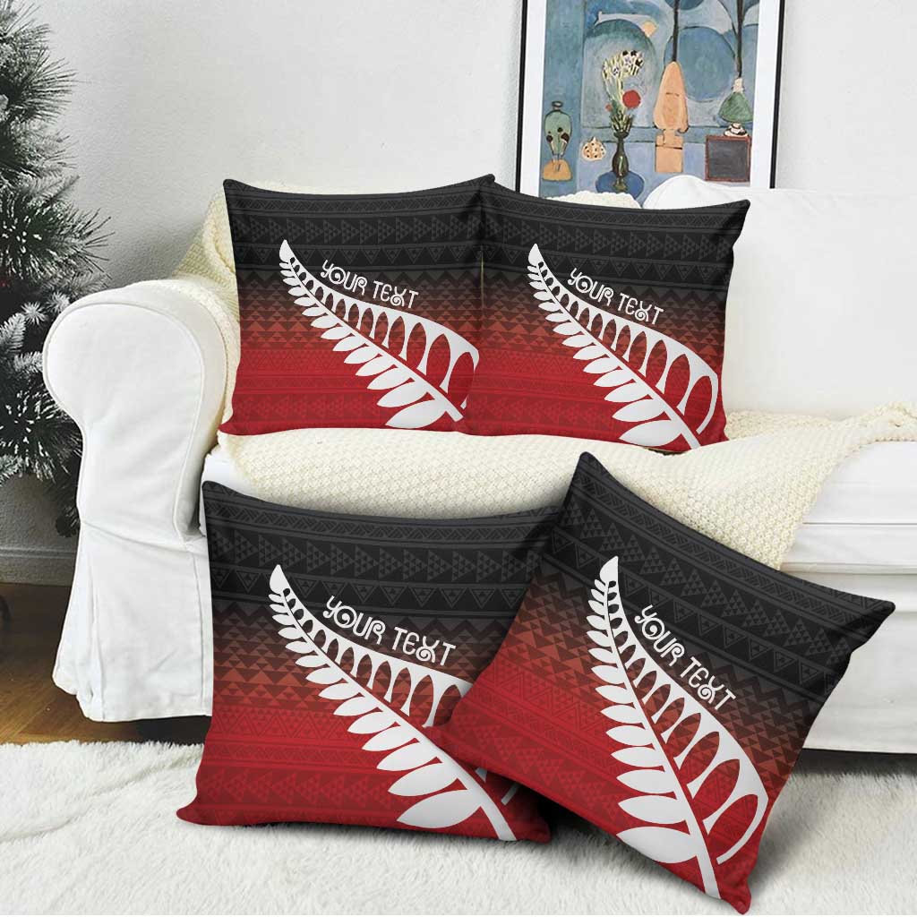 Red Silver Fern Spirit Taniko Tukutuku Personalised Pillow Cover LT9 - Polynesian Pride