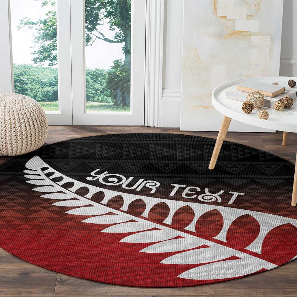 Red Silver Fern Spirit Taniko Tukutuku Personalised Round Carpet