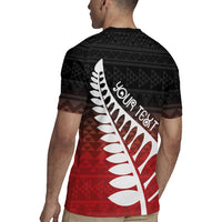 Red Silver Fern Spirit Taniko Tukutuku Personalised Rugby Jersey