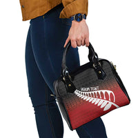Red Silver Fern Spirit Taniko Tukutuku Personalised Shoulder Handbag
