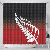 Red Silver Fern Spirit Taniko Tukutuku Personalised Shower Curtain