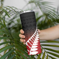 Red Silver Fern Spirit Taniko Tukutuku Personalised Skinny Tumbler LT9 - Polynesian Pride